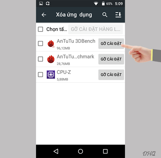 Chọn ứng dụng muốn gỡ